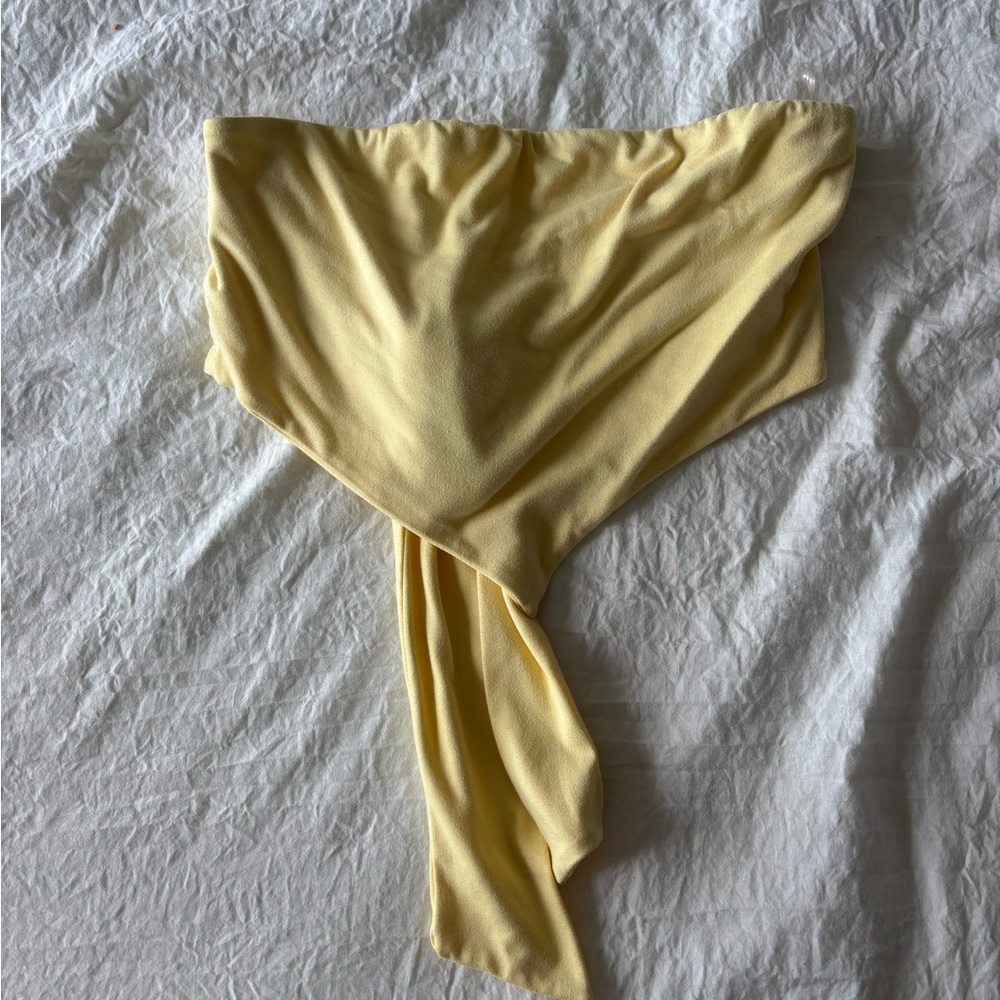 Yellow Strapless Tie Back Crop Top